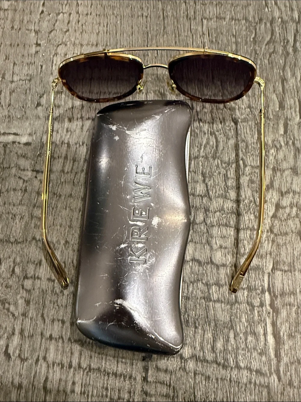 Krewe Gold Tortoiseshell Frame Sunglasses with Gray Lenses